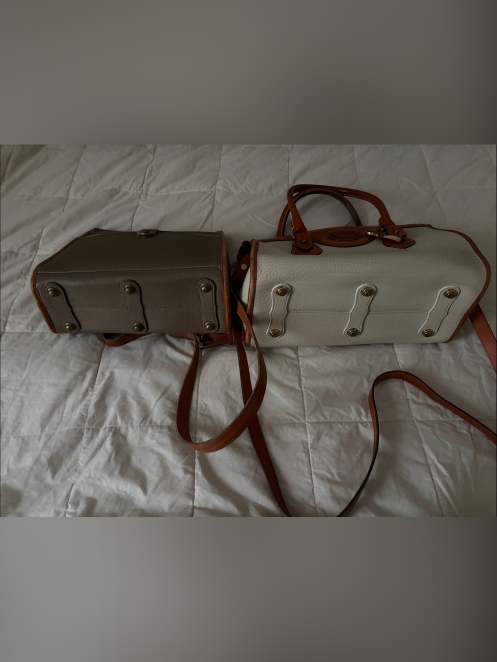 Dooney & Bourke White and Tan Leather Crossbody and Shoulder Bags - Picture 2 of 9